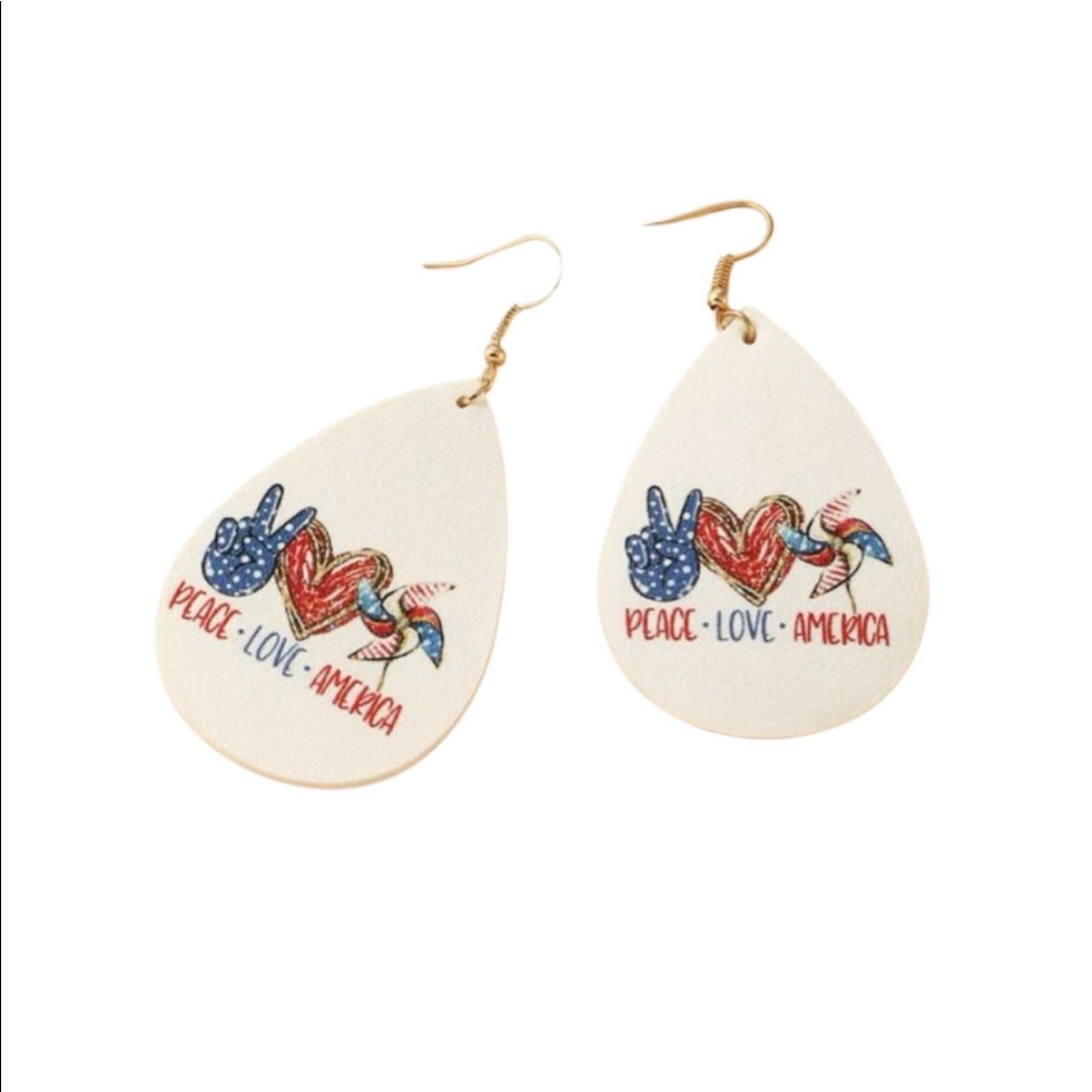💛3/$15💛 Peace, Love and America Earrings